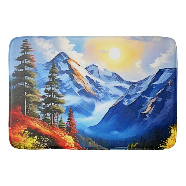 Alfombrilla De Baño Lago de montaña: Vista panorámica (Anverso)