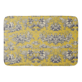 Alfombrilla De Baño Lago floral vintage amarillo toile de jouy