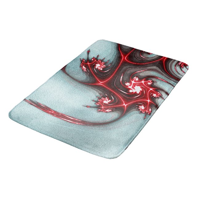 Alfombrilla De Baño Lágrima fractal rojo brillante sobre textura ásper (Angular)