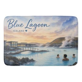Alfombrilla De Baño Laguna Azul Islandia baño termal acuarela