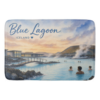 Alfombrilla De Baño Laguna Azul Islandia baño termal acuarela