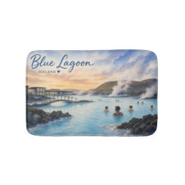Alfombrilla De Baño Laguna Azul Islandia baño termal acuarela