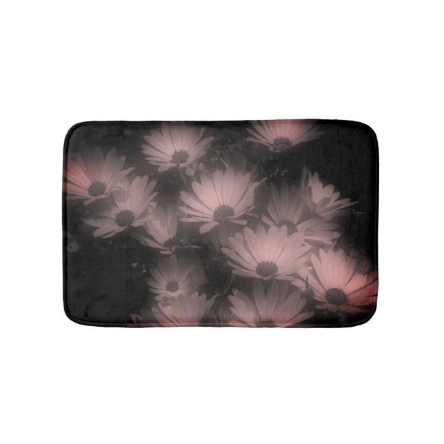 Alfombrilla De Baño Las flores africanas de margarita blanco negro alt (Anverso)