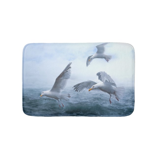 Alfombrilla De Baño Las gaviotas vuelan sobre el mar (Anverso)