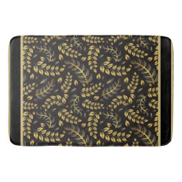 Alfombrilla De Baño Las hojas clásicas de bronce de oro en negro