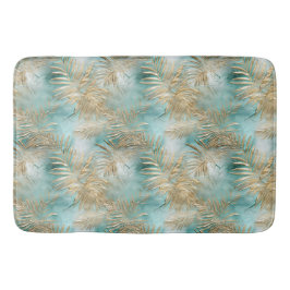 Alfombrilla De Baño Las hojas de oro tropical Aqua