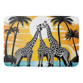 Alfombrilla De Baño Las jirafas en la playa