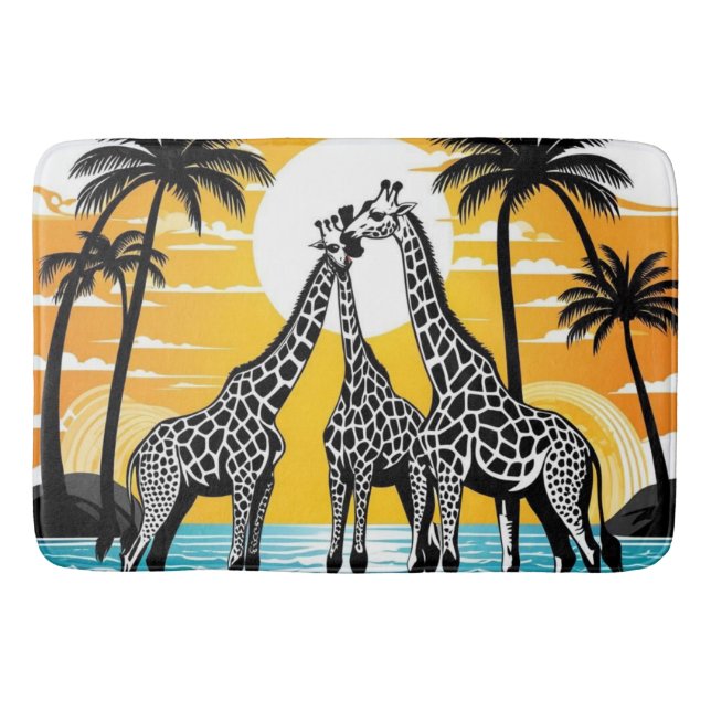 Alfombrilla De Baño Las jirafas en la playa (Anverso)