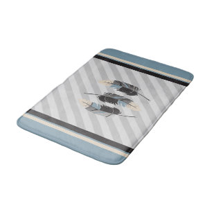 Alfombrilla De Baño Las plumas en crema, gris y azul