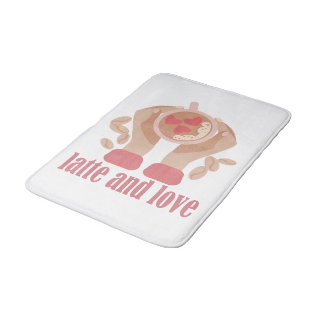 Alfombrilla De Baño Latte y taza de amor, manos y cita de café (Angular)