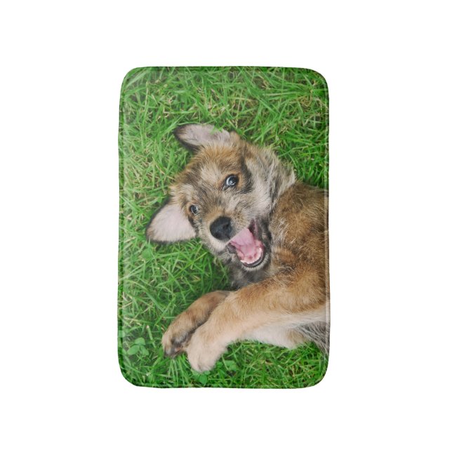 Alfombrilla De Baño Laughing Dog Berger Picard Puppy (Frente vertical)