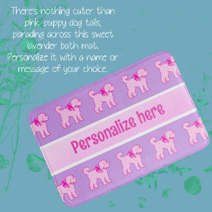 Alfombrilla De Baño Lavanda de perro de perro rosado personalizada