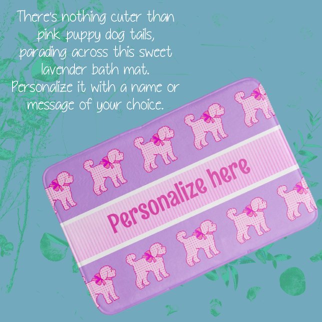 Alfombrilla De Baño Lavanda de perro de perro rosado personalizada (So cute for baby or kiddos.)