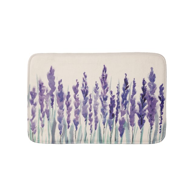 Alfombrilla De Baño Lavanda francesa: Ilustracion acuarela (Anverso)