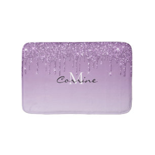 Alfombrilla De Baño Lavanda metálica monogramo Perforaciones de Purpu
