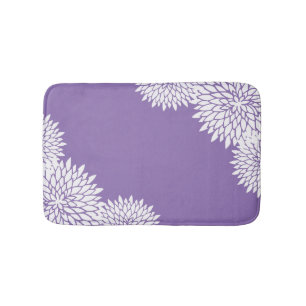 Alfombrilla De Baño Lavanda moderna y barniz floral blanca
