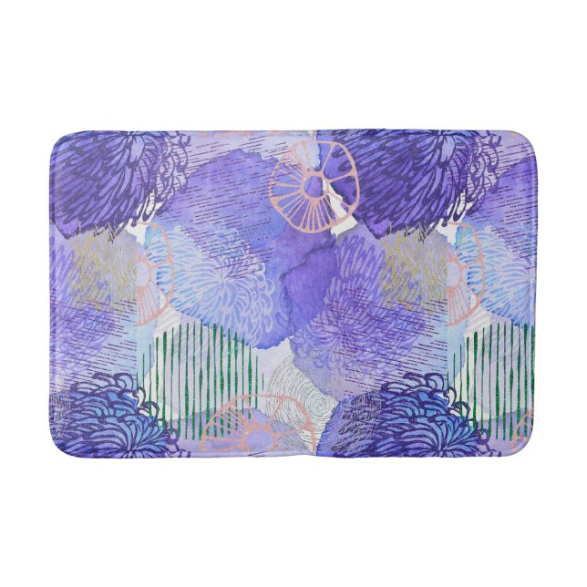Alfombrilla De Baño Lavanda púrpura arte abstracto elegante Bath Mat (Anverso)