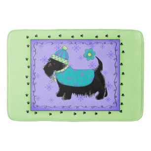 Alfombrilla De Baño Lavanda verde tibia decorativa de perro escocés ne