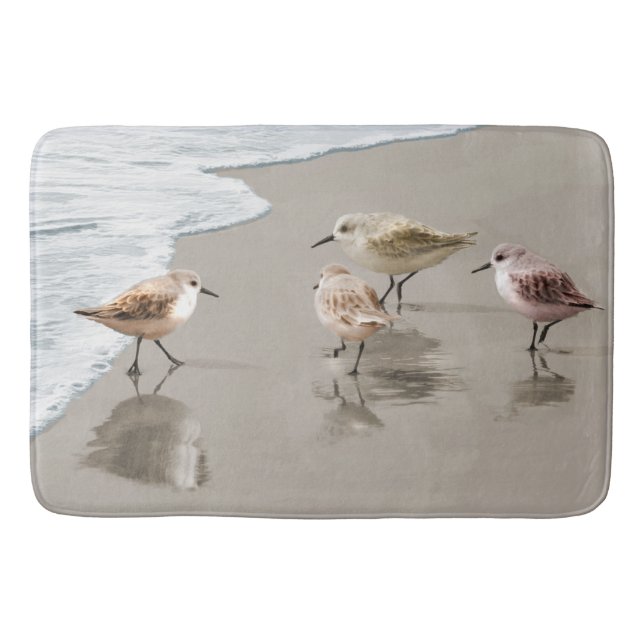 Alfombrilla De Baño Lavanderas en la línea de la playa (Anverso)