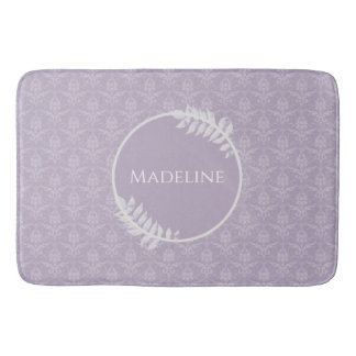Alfombrilla De Baño Lavender elegante Damask personalizado