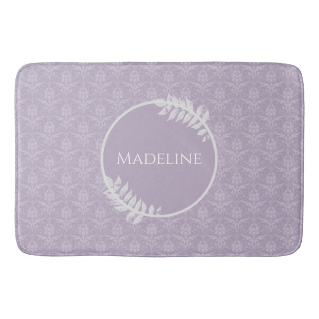 Alfombrilla De Baño Lavender elegante Damask personalizado (Anverso)