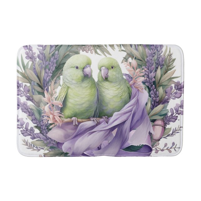 Alfombrilla De Baño Lavender Lovebirds (Anverso)