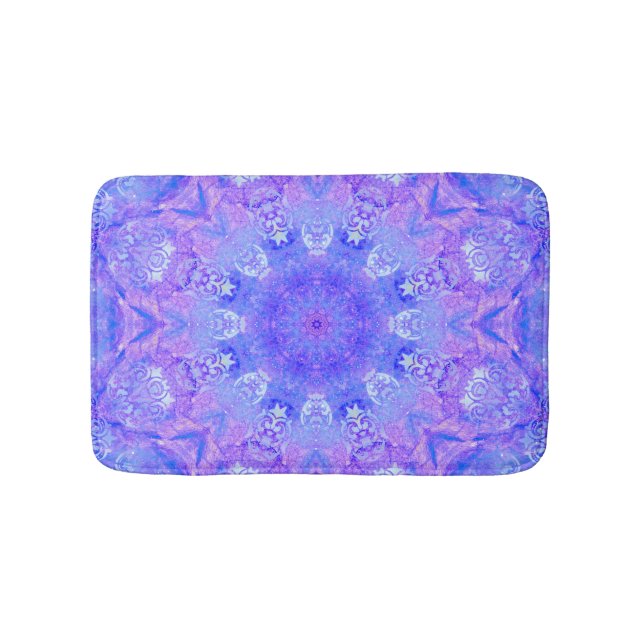 Alfombrilla De Baño Lavender Sky Blue Purple Sparkle Damask (Anverso)