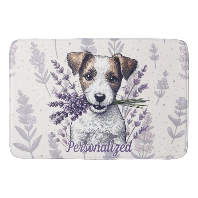 Alfombrilla De Baño Lavender Terrier Love (Anverso)