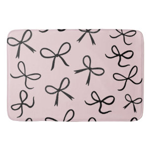 Alfombrilla De Baño Lazos Negros Pequeños Lindos De Moda Rosa