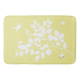 Alfombrilla De Baño Leafy branch Swallow Butterflies in silhouette 