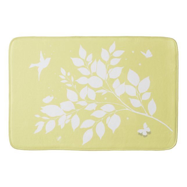 Alfombrilla De Baño Leafy branch Swallow Butterflies in silhouette  (Anverso)