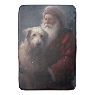 Alfombrilla De Baño Lebrel con Santa Claus Festivo de Navidad
