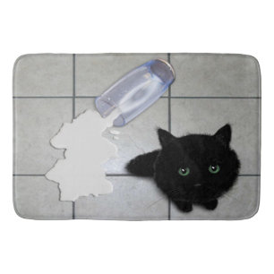 Alfombrilla De Baño Leche derramada y Kitty negro