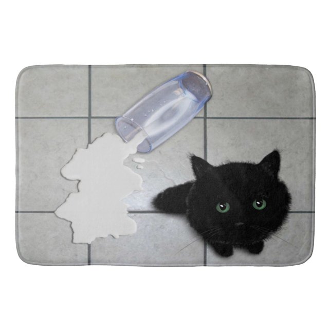 Alfombrilla De Baño Leche derramada y Kitty negro (Anverso)