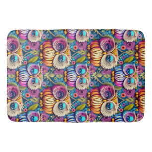 Alfombrilla De Baño Lechuza Hippie Trippy Psicodélica Colorida