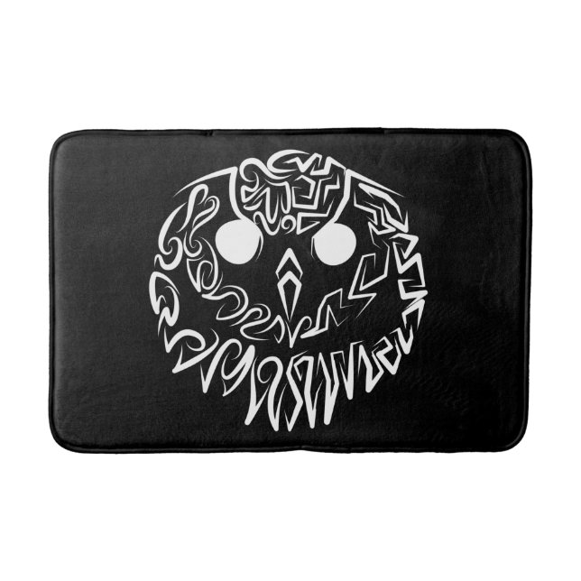 Alfombrilla De Baño Lechuza Tribal Negra y Blanca (Anverso)