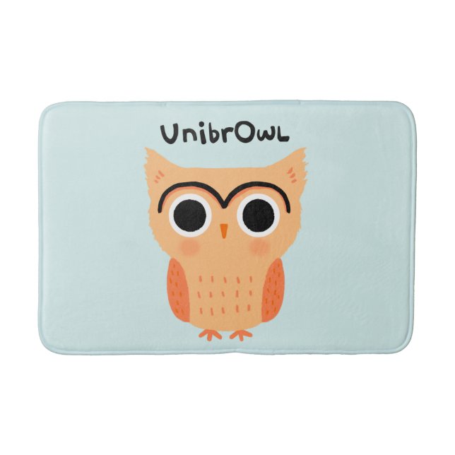 Alfombrilla De Baño Lechuza UnibrOwl | Lechuza graciosa de las cejas (Anverso)