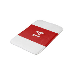 Alfombrilla De Baño Legendario Nº 14 en rojo y blanco