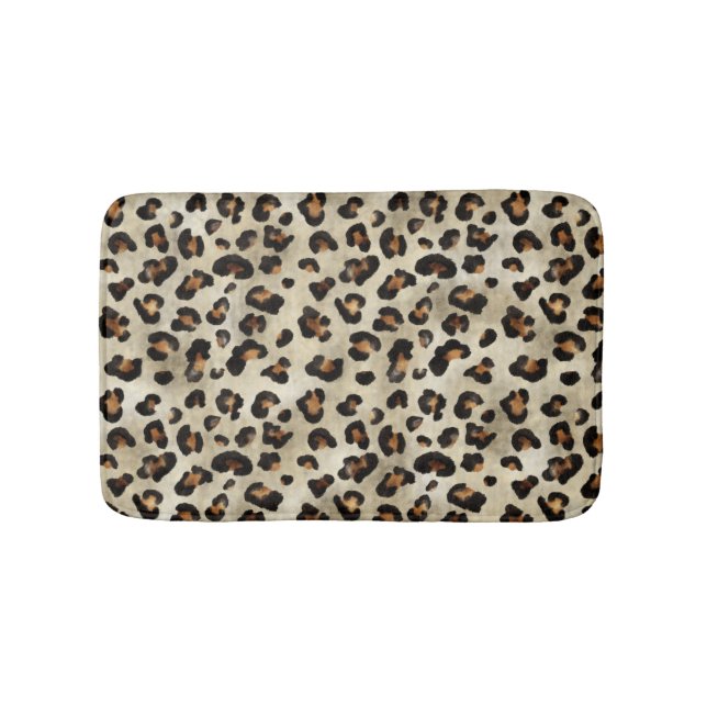 Alfombrilla De Baño Leopard Cheetah Animal Print Pattern Beige Brown (Anverso)