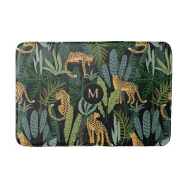 Alfombrilla De Baño Leopard Jungle Forest Illustration Seamless Patter