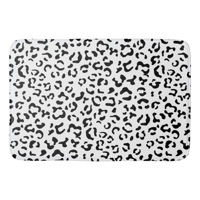 Alfombrilla De Baño Leopard Print, Leopard Spots, Negro Y Blanco (Anverso)
