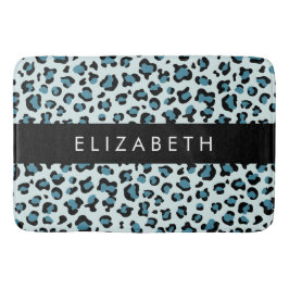 Alfombrilla De Baño Leopard Print, Spots, Blue Leopard, tu nombre