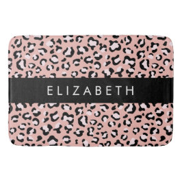 Alfombrilla De Baño Leopard Print, Spots, Pink Leopard, Tu Nombre