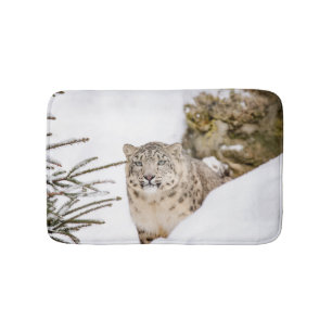 Alfombrilla De Baño Leopardo de la nieve en la nieve