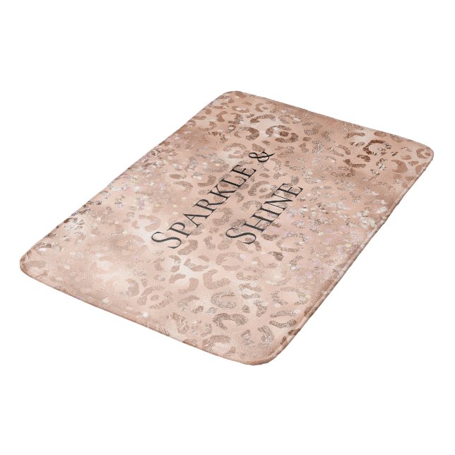Alfombrilla De Baño Leopardo de oro de Rosa rosa Rubor (Angular)