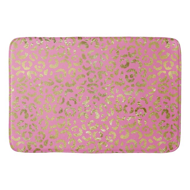 Alfombrilla De Baño Leopardo de oro rosa (Anverso)