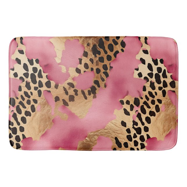 Alfombrilla De Baño Leopardo de oro rosa (Anverso)