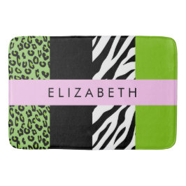 Alfombrilla De Baño Leopardo Print, Zebra Print, Green, Your Name