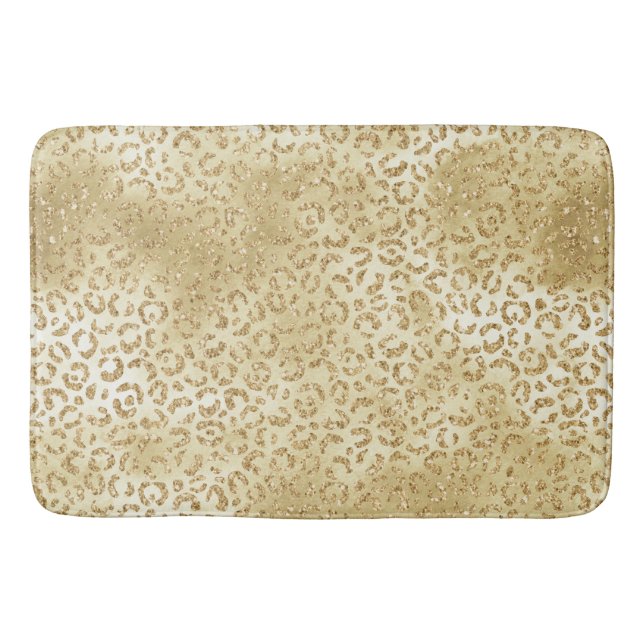 Alfombrilla De Baño Leopardo Purpurina Ombre amarillo dorado        (Anverso)