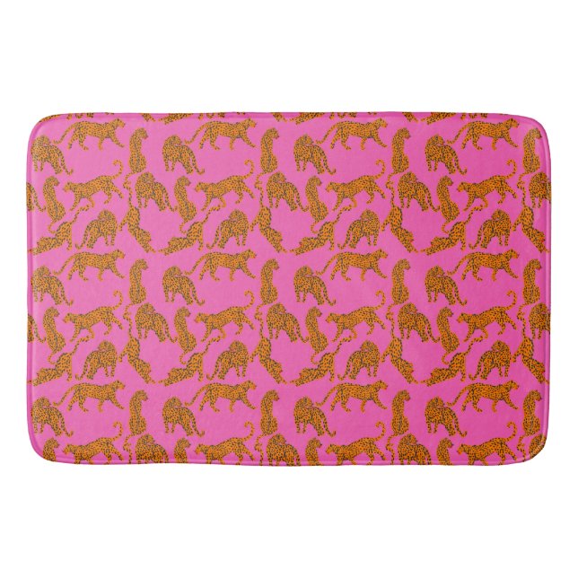 Alfombrilla De Baño Leopardos abstractos con labios rojos y envoltura  (Anverso)